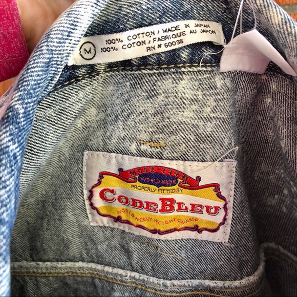 Code Bleu Women’s Denim Jacket Size M Vintage 1980’s with Fringe Made in Japan - Picture 11 of 16